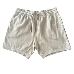 Gymshark Men Gorpcore Sweat Shorts Athletic Drawstring Large Beige Loungewear